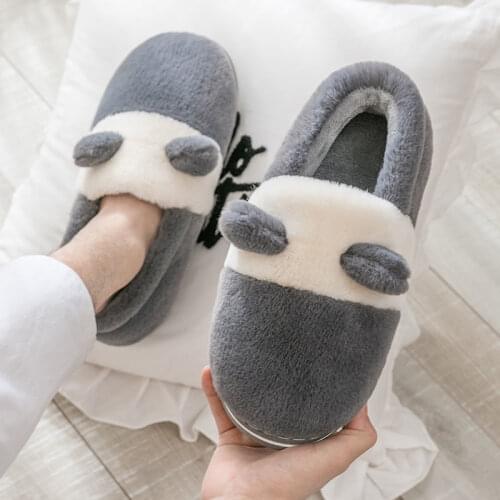 Fashion Men Warm Ankle Boots Lattice Snow Rabbit Ears Winter Furry Shoes Soft Sole Women Ladies Girls Home Comfortable