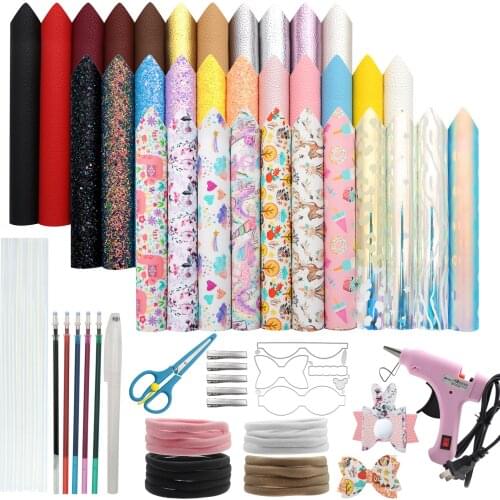 Earring Making Kits Synthetic Faux Leather Sheets,Cut Templates Metal Hair Clips Scissor for Earrings Sofa Repair,1Yc20468