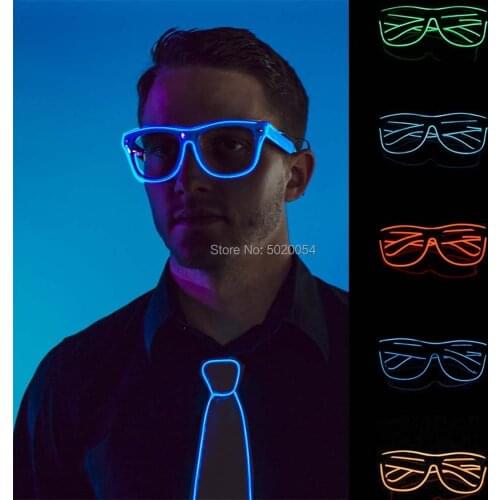 Hot sales 10 Colors Novelty Men Women EL Glasses Festival Neon Light Up Glasses Round Glowing Glasses