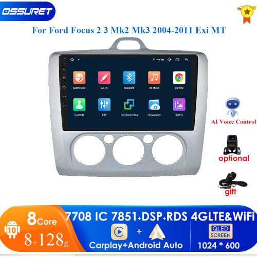 Octa Core 3GB+32GB 2 DIN 9 Inch Android 10 DSP GPS Navigation Touch Screen Car Radio For Ford Focus Exi MT 2 3 MK2 MK3 2004-2011