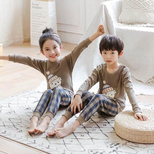 Cartoon Baby Kids Pajamas Long Sleeve Spring Sleepwear Children Cotton Pajama Sets Boys Girls 2pcs Pyjamas For 2 3 4 5 6 7 8 Y