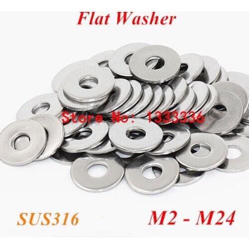M2 M3 M4 M5 M6 M8 M10 M12 M16 M20 DIN125 Flat Washers A4 Marine Grade Plane Washer 316 Stainless Steel