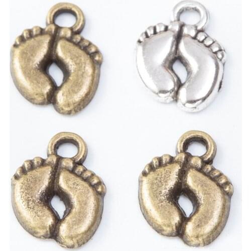 20PCS/Lot Pendants Silver Color Alloy Baby Foot Charms For DIY Bracelet Necklace Jewelry Making DIY Jewelry Findings