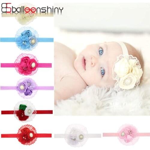 Balleenshiny 2pcs Lovely Baby Headband Flower Newborn Baby Girl Headbands Elastic Kids Hair Band haarband Baby Hair Accessories