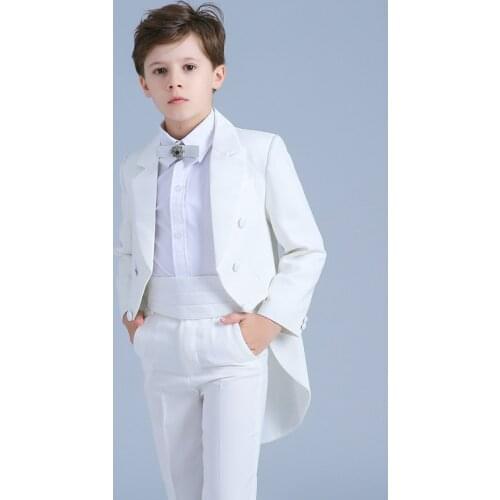Boy White Suits Formal Suit Kids Formal Suit Wedding Birthday Party Dress Flowers Boys Tuxedo Children Prom Performance Costume