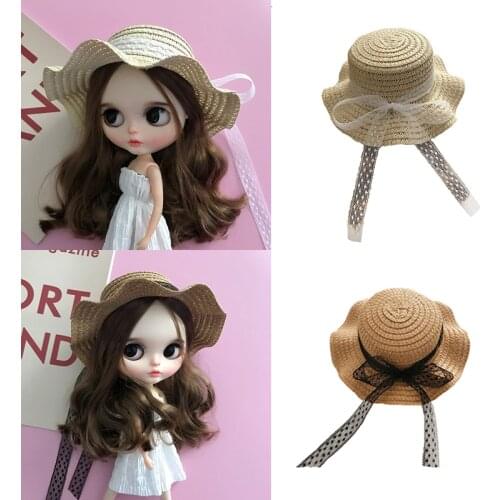 DLBell New handmade Style Straw hat for Blyth doll pullip Licca, Azone 1/6 dolls accessories