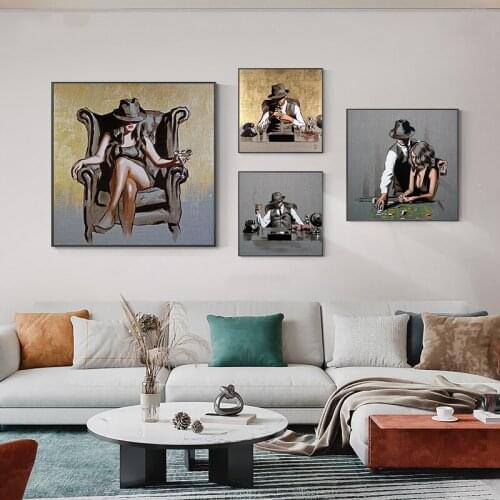 Modern Pop Art Characters Color Sketches Fashionable Men and Women Canvas Paintings Interior Decoration Paintings(No Frame)