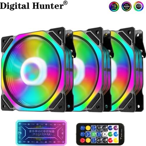 120mm CPU Cooling Fan RGB Heat dissipation 3pin 5v aura sync 12cm pc computer Cooler argb Silent Case Fan with Controller