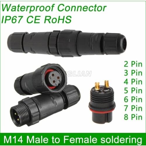 M14 waterproof Electrical wire Connector male female plug IP67 led outdoor display socket cable to cable 1 unit