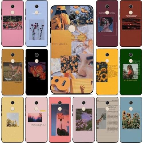 YNDFCNB Great Aesthetic art Pink Yellow Sunflower Rose Phone Case for RedMi note 4 5 7 8 9 pro 8T 5A 4X case