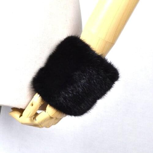 Besfilin mink fur wrist guard Half Finger Gloves mink UNISEX cuff sleeve elastic for men and women fingerless autumn and winter