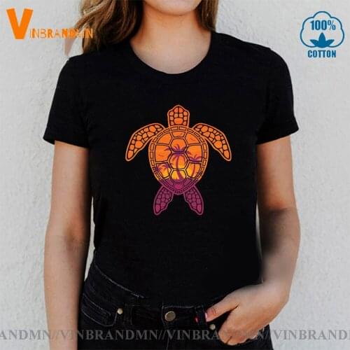 Costum logo clothing Short Sleeves tshirt Funny Vector Illustration Tropical Sunset Sea Turtle Design palm trees Women T-shirt