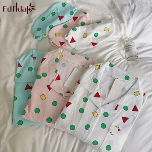 Fdfklak Woman pajamas sets new print cotton sleepwear womens suit long sleeve autumn winter pyjamas women pijama feminino