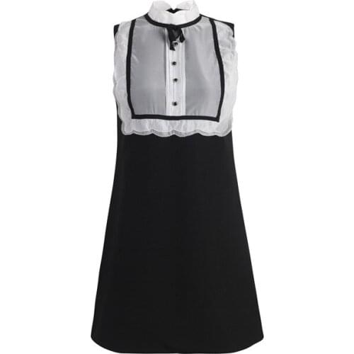 Brand Design 2021 Casual Women Summer Elegant Black Mini Dress Sexy Fashion Sleeveless Vintage Ruffled A-Line Dresses Clothes