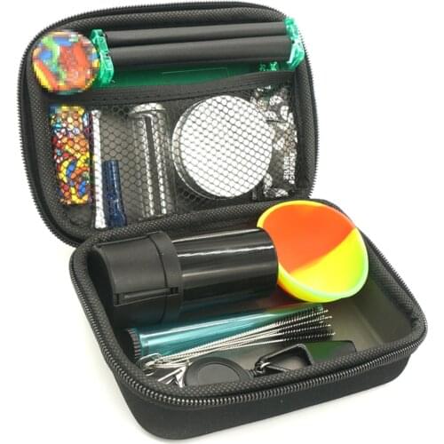 1Set Smoking Pipe Grinder With Lighter Roliing Tube Leash Silicone Bowl Glass Storage Box Snuff Smoke Cigarette Accessories