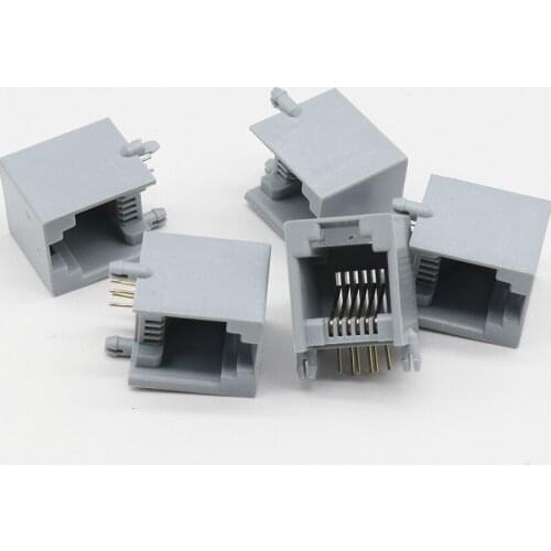 10PCS/Lot RJ12 socket telephone 90 degrees 6pin crystal female 6p6c socket