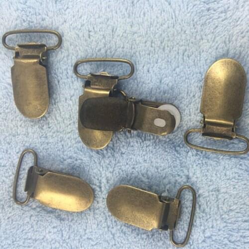 100pcs/lot Baby Round Metal Pacifier Clip Suspender Pica Holder Clamps For Baby Product Holders Accessories 20mm Antique Bronze