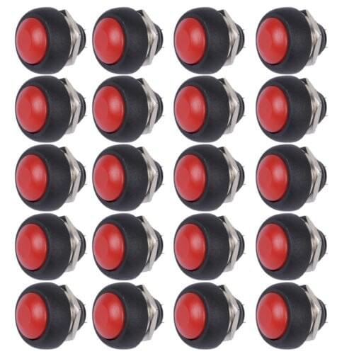 20Pcs Red Mini Round Switch 12mm Waterproof Momentary Push button Switch
