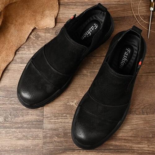 2020 autumn and winter plush warm leather mens short boots work shoes mens ankle boots with fur outdoor Chelsea boots