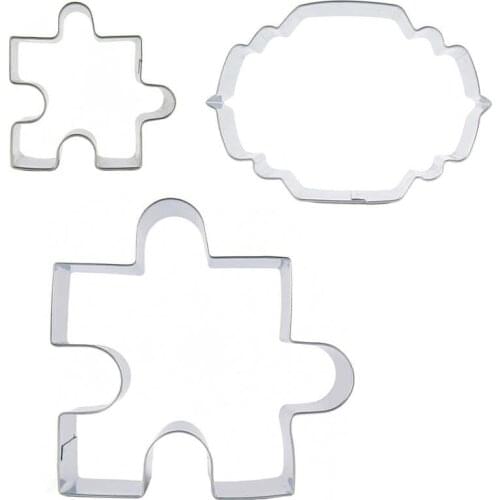 Jigsaw puzzle, Lantern puzzle, 3 pieces biscuit cutting molds, baking tools, cake decorating soft candy tools