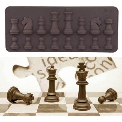 3D International Chess Shape Baking Mold Chocolate Candy Cake Making Tool Reusable No-sticky Silicone Patisserie Form Mould Tray