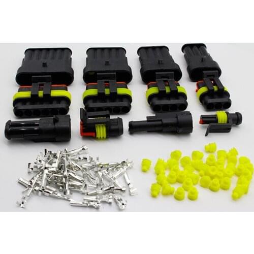 5 Kits Flame retardancy 1P 2P 3P 4P 5P 6P way Sealed waterproof automotive Wire Connector Plug Car Motorcycle HID auto connector