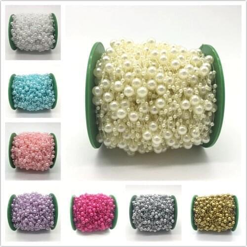 5yards/lot Fishing Line Artificial Pearls Beads Chain Garland Flowers Wedding Party Decoration Brides Headgear 3mm 8mm beads