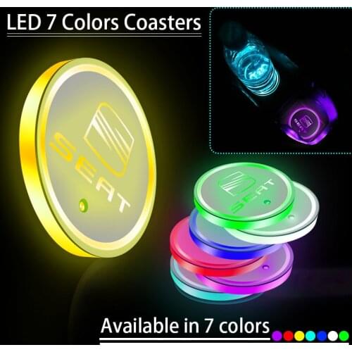 1pcs USB Car led Light Cup Mat Luminous Coaster For Seat Leon Ibiza Alhambra Niva Kalina Priora Granta Largus Automobile Goods