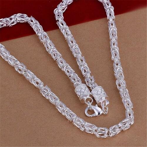 Wholesale Classic Mens silver color men women solid chain charms noble Necklace Fashion wedding gifts Jewelry JSN048