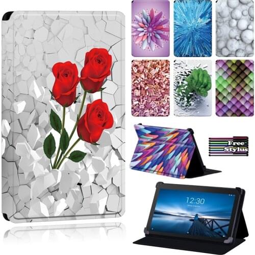 Tablet Case for Lenovo(Tab E7/Tab E8) Cover Case for Lenovo Tab E10 - 3D Pattern Flip Soft Leather Stand Protective Case + Pen