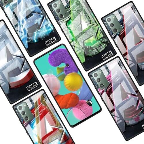 Marvel logo for Samsung Galaxy Note 20 Ultra 10 Lite Plus 9 8 5G A70 A50 A40 A30 A20 Tempered Glass Phone Case