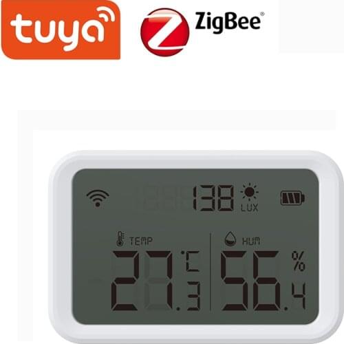 Tuya ZigBee Temperature And Humidity Sensor Light Sensor With LED Screen Works With Tuya Zigbee Hub Security Smart Home
