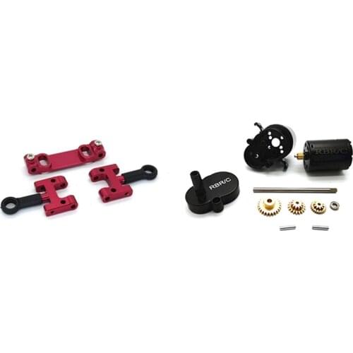 For WPL D12 1/10 Metal Upper Swing Arm Setred & Metal Transmission Gearbox Gear Box With Metal Gear Set Black