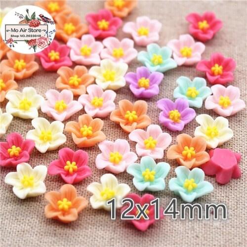 50pcs 12x14mm Mixed Color flower daffodil resin flatback cabochon DIY jewelry/phone decoration No Hole