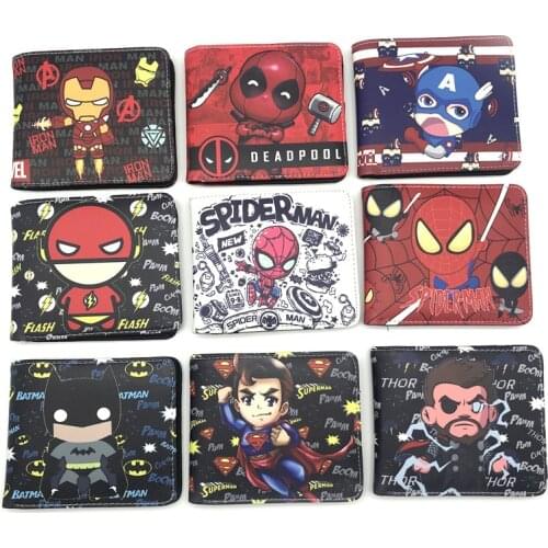 Disney Marvel Wallet Spiderman Captain America Super Heroes Mens Wallet Short Fold Coin Purses Children Boys Coin Wallet Gifts