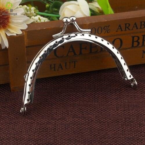 8.5cm Silvery Color Round Metal Purse Frame With Ring for Clutch Bag Handbag Accessories Making Kiss Clasp Lock Bags 1PCS
