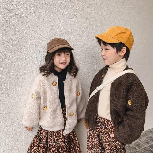 Teddy Cashmere Jacket Winter Spring Coat Outerwear Top Children Clothes School Kids Costume Teenage Girl Clothing Woolen Cloth H