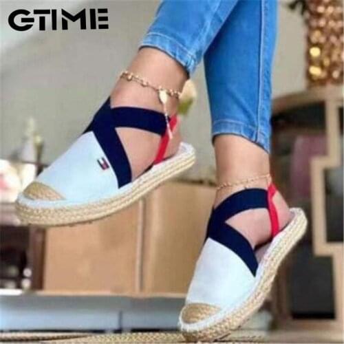 Summer Striped Platform Sandals Wedges Shoes For Women Hemp Rope Bottom Womens Espadrilles High Heels Slip On Canvas#SJPAE-282