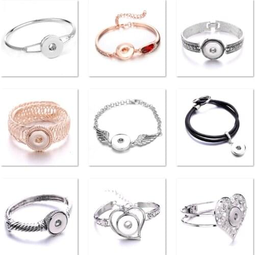 18mm Metal Ginger Snap Button Bracelet Charms Jewelry For Women XH752