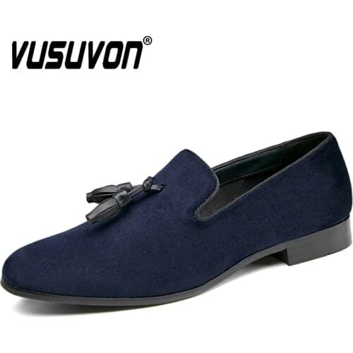 Retro Dress Shoes Men Loafers Luxury Suede Leather Shoes Business for Male Autumn Fashion Tassel Casual Flat Shoes Big Size 46