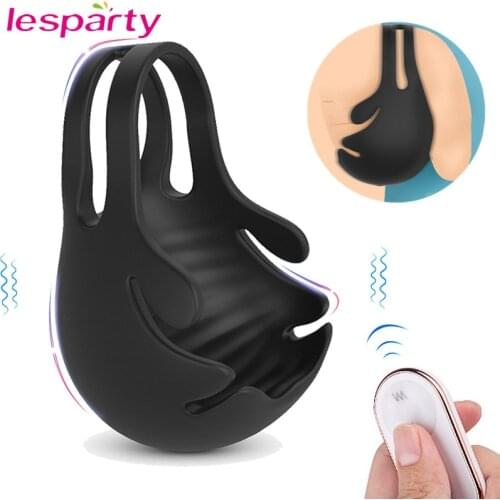 Vibrating Penis Massager Male Chastity Cock Ring Sex Toys for Men Wireless Remote Control Testicle Vibrator Mens Masturbator
