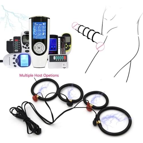 Electro Shock Penis Ring Kit,Electric Stimulation Orgasm Masturbation Penis Massage Cock Ring Delay Time Ring SM Sex Toy For Men