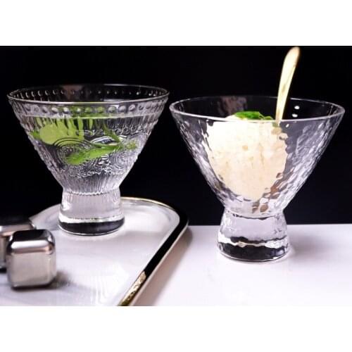2021 New Style Cool Summer Ice Cream Dessert Milk Shake Cup Bowl Gold-Painted Cocktail Champagne Dessert 2pcs Drinkware