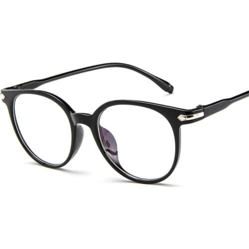 Computer Student Glasses Women Men Round Oval Eye Glasses Transparent Clear Flat Lens Myopia Prescription Frames