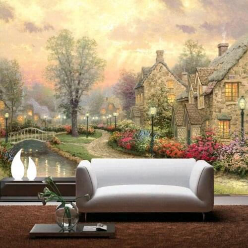 Wholesale European style mural Country scenery 3d wall mural wallpaper for living room background 3d photo mural wall fresco