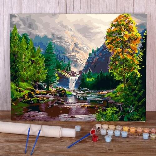Landscape Painting By Numbers Complete Kit Oil Paints 40*50 Canvas Pictures Loft Wall Picture Children Drawing