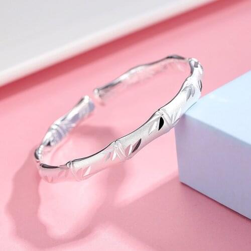 SA SILVERAGE 999 Silver Send Girlfriend Parents and Friends 2021 Bamboo Bracelet Open Smooth Fashion Womens Handicrafts Simple