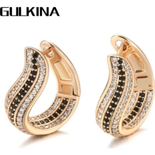 Gulkina Earings Fashion Jewelry 2021 Black Natural Zircon Dangle Earrings Luxury 585 Rose Gold Vintage Bride Wedding Earrings