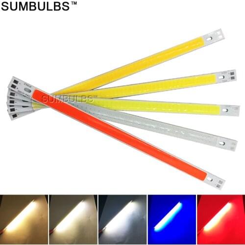 10PCS/lot 200x10MM Super Bright LED COB Strip Light 10W DC 12V Green Red Blue Yellow White 200mm Epistar LEDs Chip COB Lamp DIY