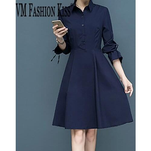 VM FASHION KISS New Notched Spring Autumn Breathable Knee-Length Ladies Dress A-Line Office Lady Elegant Pencil Midi Dresses